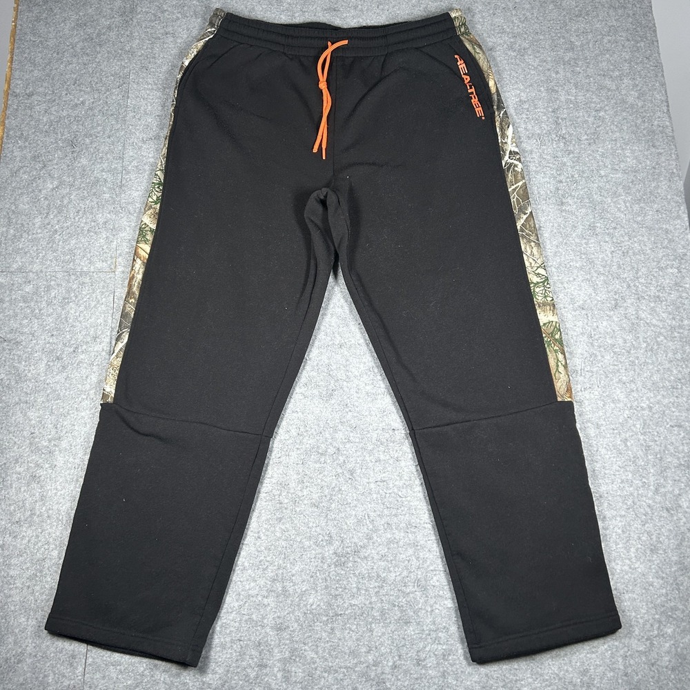 Realtree Sweatpants Mens XL/TG(36x30) Black Camo Hunting Fleece Joggers Outdoor